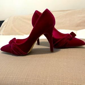 Never worn Burgundy Velvet Heels